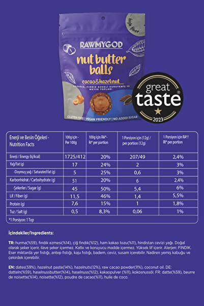 Rawsome Glutensiz Ve Vegan Kuruyemiş Ve Meyve Topları Paketi 84g X 9 Paket