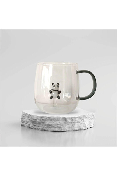 Miniminti كوب زجاجي من البروسيليكات مع شكل الباندا - كوب