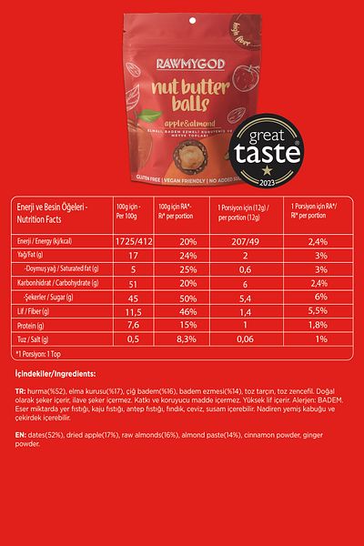 Rawsome Gluten Free and Vegan Nuts and Fruit Balls Pack 84g X 9 Pack