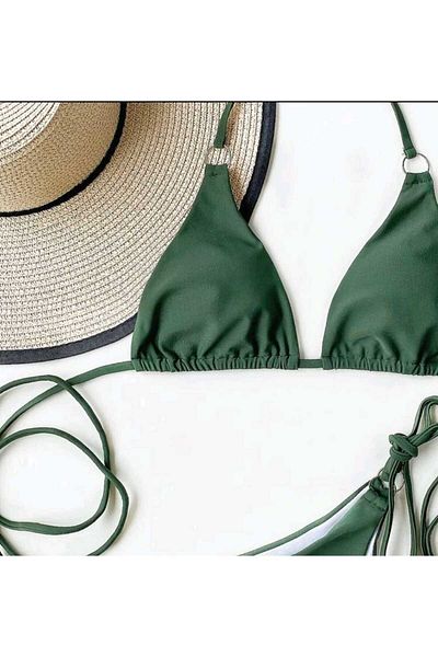 ZEKAS FASHION Ring Detailed Bikini Set
