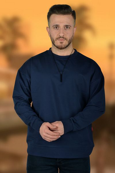 BESSA Ανδρικό Navy Oversize Crew Neck Sweat