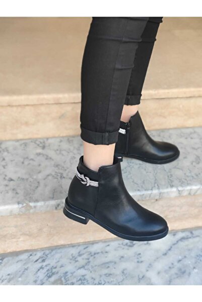 Weynes Half Winter γυναικείες μπότες - Μαύρη πέτρα, φερμουάρ, επίπεδη σόλα Wsb0306