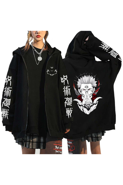 GALASHOP Jujutsu Kaisen fermuarlı Gojo Satoru Unisex Yuji Itadori Hoodie Mod57