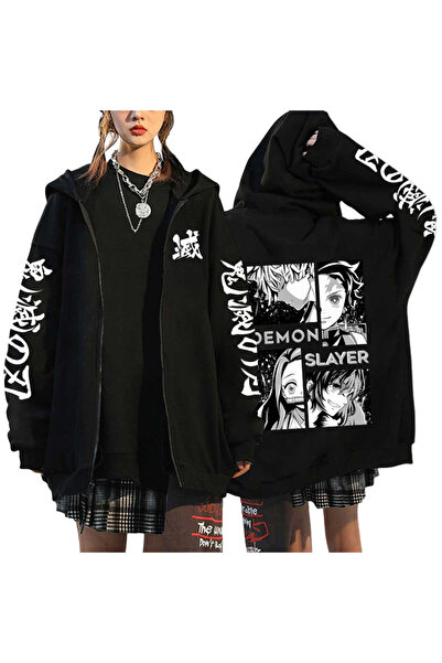 Hoodies Demon Slayer Zippered hooded Tanjiro Zenitsu Inosuke Mod34