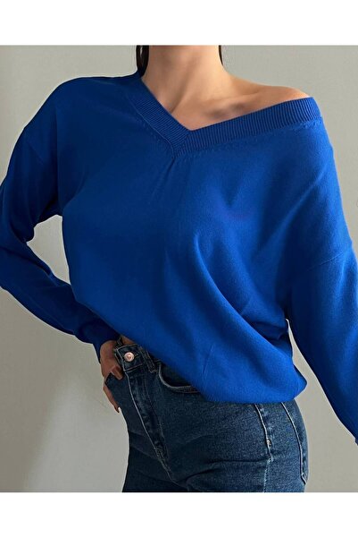 Laluvia سترة ساكس رفيعة برقبة على شكل حرف V