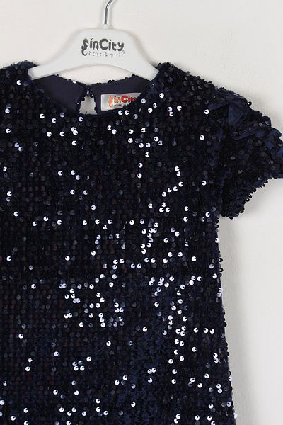 incity Κοριτσίστικο φόρεμα με παγιέτες Navy Blue