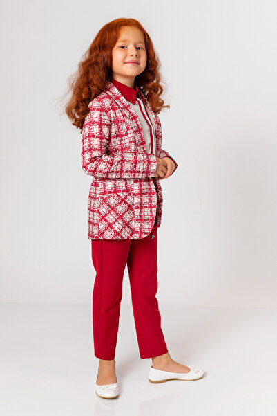incity Girl's Burgundy Patterned Jacket