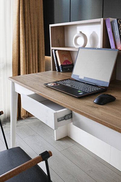 Erezogulları Mobilya Çakıl MDF Çekmeceli Kitaplıklı Çalışma Masası 120x60x120cm
