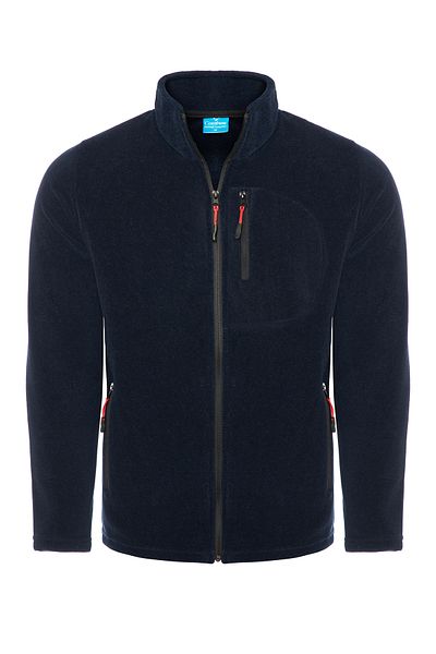 MAXIMILLIAN Men's Fleece Navy Blue Color 3 Pocket Zippered Bato Collar Outdoor Fleece
