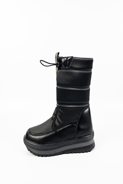 Aktaş Ayakkabı Çocuk Kız Siyah Su Geçirmez İçi Yünlü Fermuarlı Kar Botu