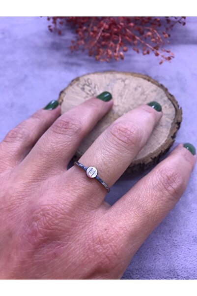 NSA SILVER Harfli Gümüş Yüzük M Harfi 925 Ayar Ayarlı Yüzük