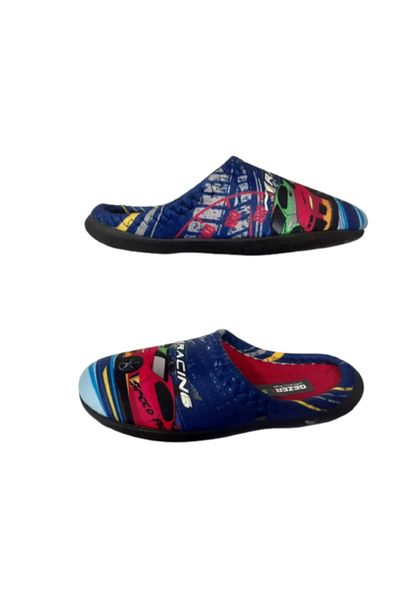 GEZER Παντόφλες εσωτερικού χώρου για αγόρια Navy Blue Red Car Figured