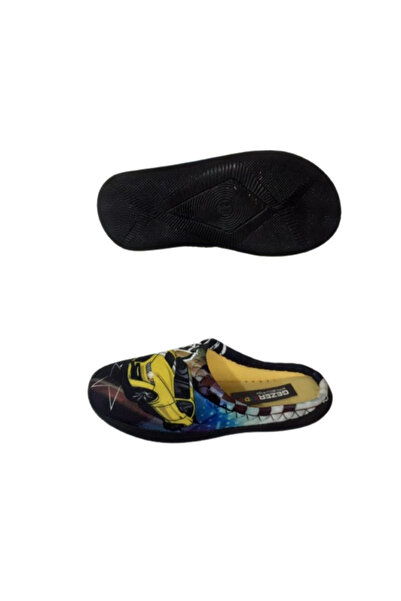 GEZER Papuci de interior pentru băiat, negru-albastru, galben, cu figurină de mașină