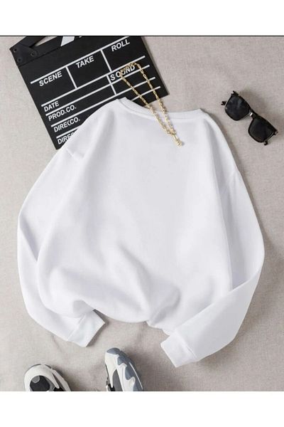 PALPİTO Hanorac oversize cu imprimeu alb Dreamer pentru femei