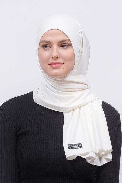 Altobeh Χτενισμένο σάλι Hijab σκέτο εκρού