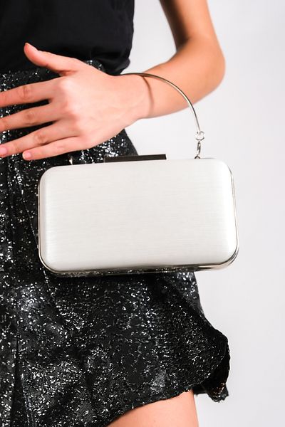 Moda Değirmeni Geantă de seară argintie Sedef pentru femei BG1121-310-0001