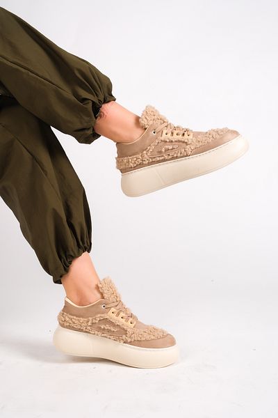 Moda Değirmeni Pantofi de damă Skin Suede cu talpă înaltă BG1172-101-0007