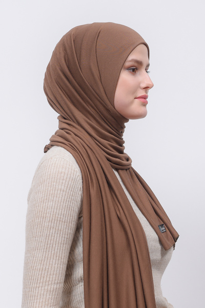 Altobeh Χτενισμένο σάλι Hijab Απλό Μαύρη Σοκολάτα