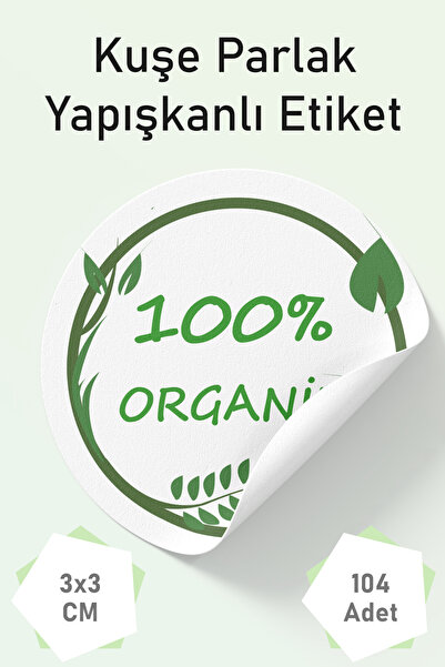 DEER Etichetă organică (autocolant) 104 bucăți - Etichetă pentru produs lucio...