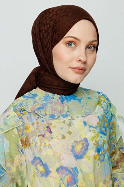 VALORSCARF Valor bloom μοτίβο μεταξωτό ζακάρ σάλι πικρό καφέ