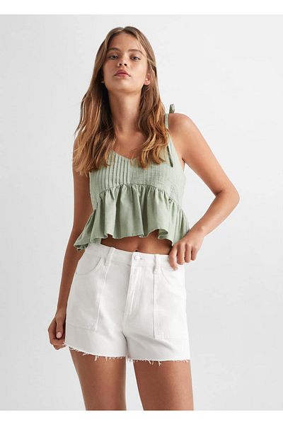 Mango Teen Szorty jeansowe ze średnią talią