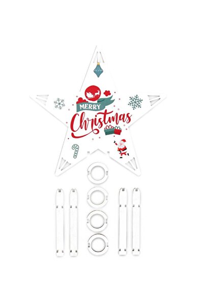 mutlu adım Steaua de Crăciun din lemn de 19 cm Merry Christmas Mod.1