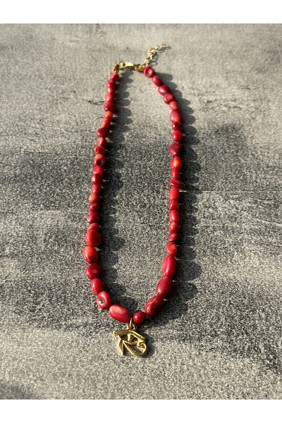CAPO by Aytaç Yamaç Coral Stone Ra Necklace Minimal Choker Necklace
