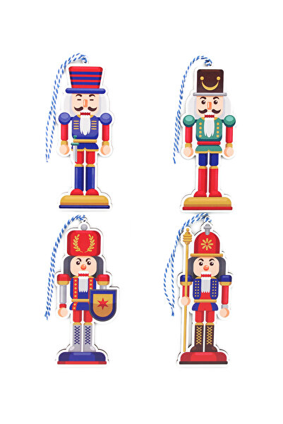 mutlu adım 4 броя 15 см дървени оловни войници за украса на коледната елха, м...