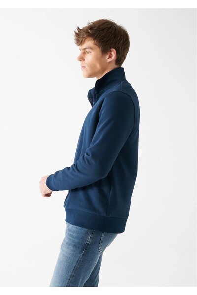 Mavi Yarı Fermuarlı Gri Sweatshirt 0610908-80196