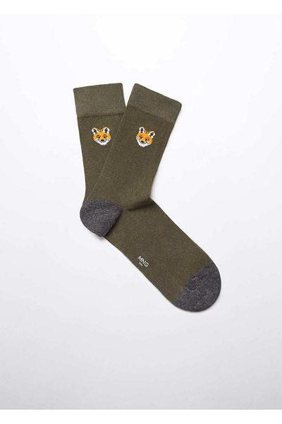 MANGO Man Baumwollsocken mit Fuchs-Stickerei