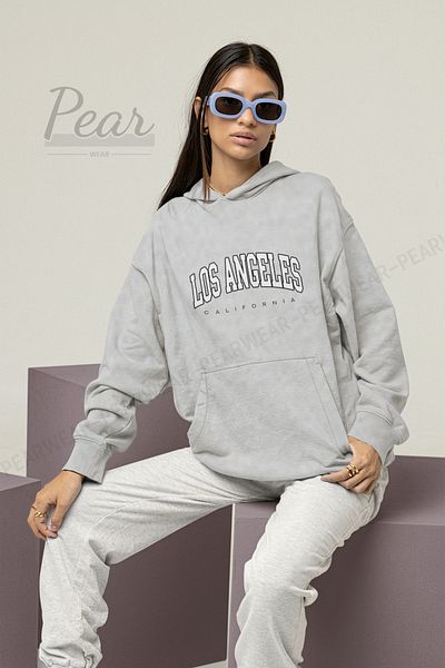 Pear Wear Γυναικείο φούτερ με κουκούλα με στάμπα Los Angeles με 3 κλωστές