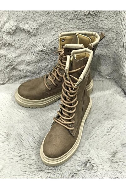 Aysun Ayakkabı koyu kahve iç metaryal nubuk deri iç metaryal polar fermuarlı ...