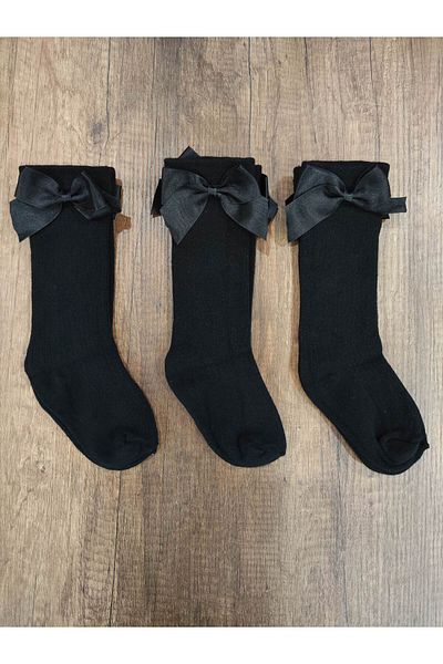 Leement socks Памучни чорапи с панделка за момичета, 3 чифта