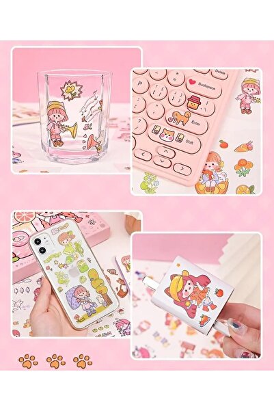 Bluoksweet 10 sayfa 75X75mm figür kız çocuk matara defter laptop çıkarma etik...