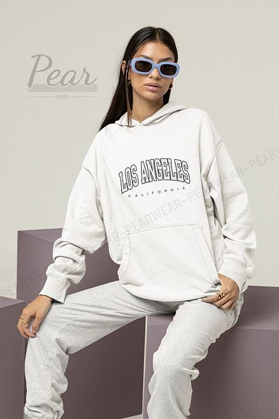 Pear Wear Γυναικείο φούτερ με κουκούλα με στάμπα Los Angeles με 3 κλωστές