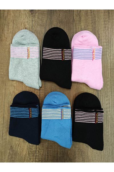 Leement socks Дамски 6 чифта бамбукови термо чорапи, дебели, до половин крак