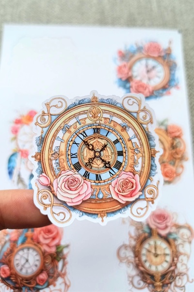 Mona Craftist 6 قطع من ملصقات ساعة الورد العتيقة لمجلة رصاصة سكرابوك للكمبيوت...