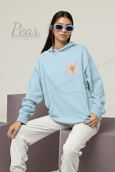Pear Wear Hanorac oversize pentru femei cu imprimeu Daisy