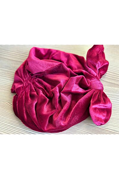 QUEEN AKSESUAR Πολυτελές βελούδινο γυναικείο κασκόλ με κόμπους με ρυθμιζόμενο φιόγκο, κασκόλ για τα μαλλιά, μπορντό κόκκινο