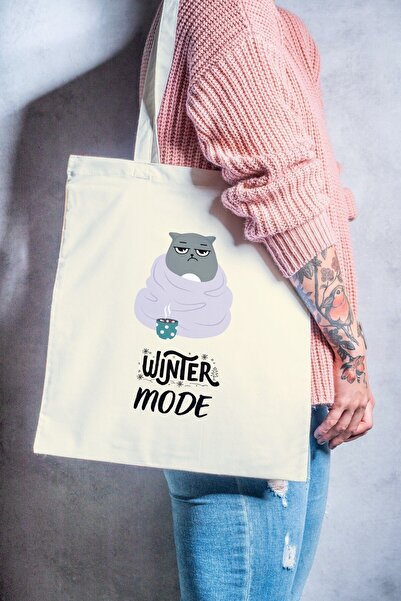 Eylül Design Winter Mode Cat Themed Winter Themed Printed Organic a Quality R...