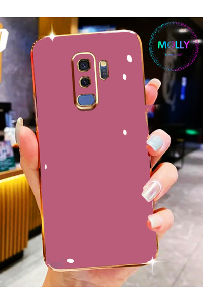 Molly Technology حافظة سيليكون فاخرة لهاتف سامسونج جالاكسي S9 بلس مع تفاصيل ذهبية على الحواف الليلكية