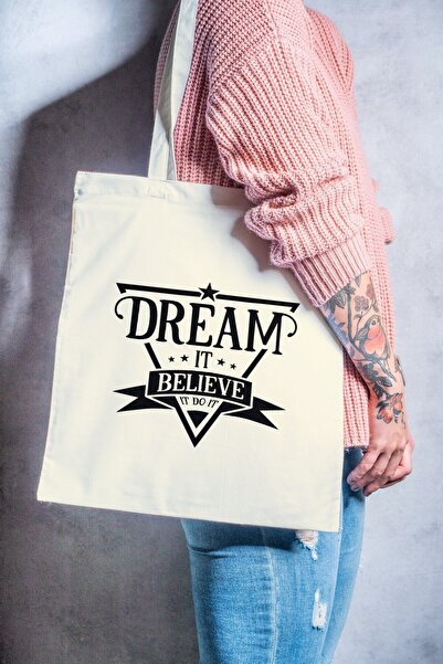 Eylül Design Dream It Written Motivational Themed Printed Organic a Quality R...