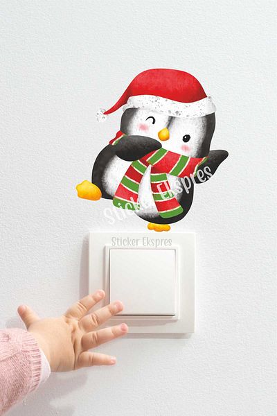 Sticker Ekspres Autocolant cu priză de Anul Nou Pinguin K20 drăguț