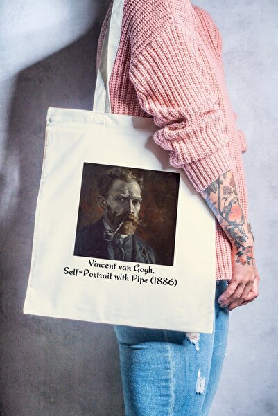 Eylül Design Van Gogh Piped Self Portrait Themed Design Printed Organic a Qua...