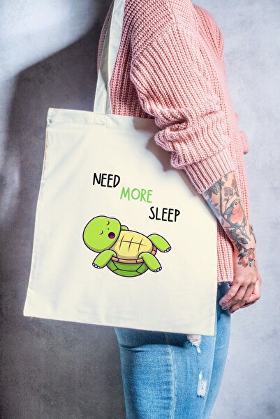 Eylül Design Need More Sleep Written Fun Themed Printed Organic a Quality Raw...