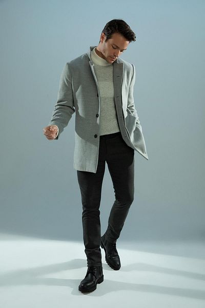DeFacto Slim Fit Stand Collar Coat