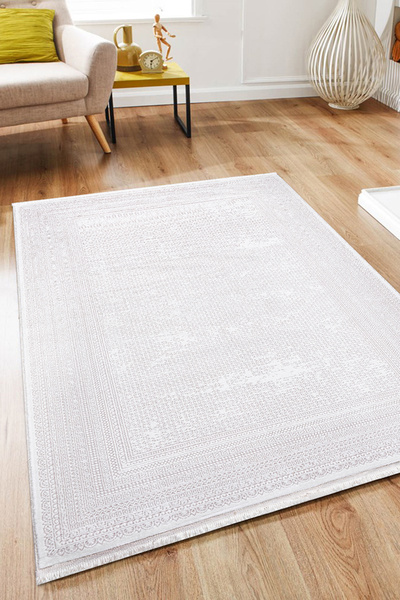 LİNOS HOME SİRİUS COLLECTION Krem Modern Saçaklı Yumuşak Dokuma Makine Halısı Salon Oturma Odası Mutfak Koridor