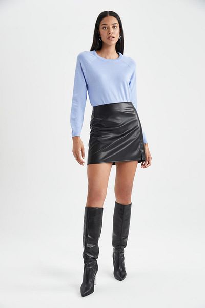 DeFacto Relax Fit Crew Neck Cashmere Textured Extra Soft svetr