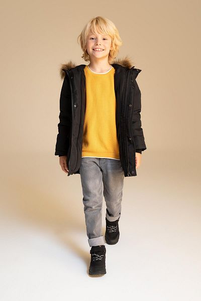 DeFacto Boy's Water Repellent Hooded Fleece Lined Long Coat