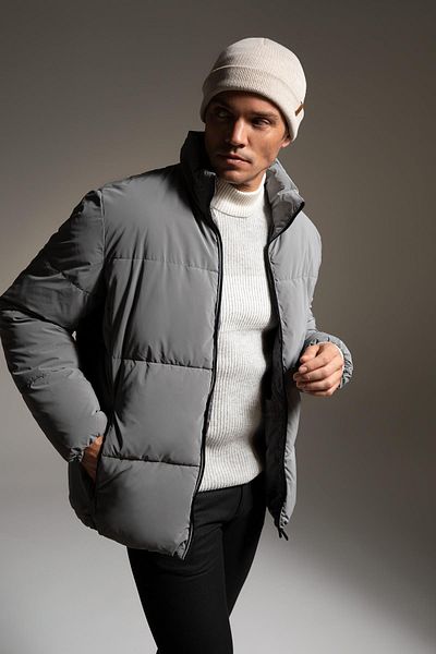 DeFacto Slim Fit Stand gallér puffer kabát
